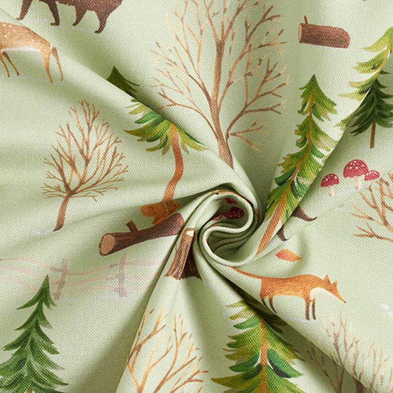 Decor Fabric Half Panama Woodland Animals – mint,  image number 3