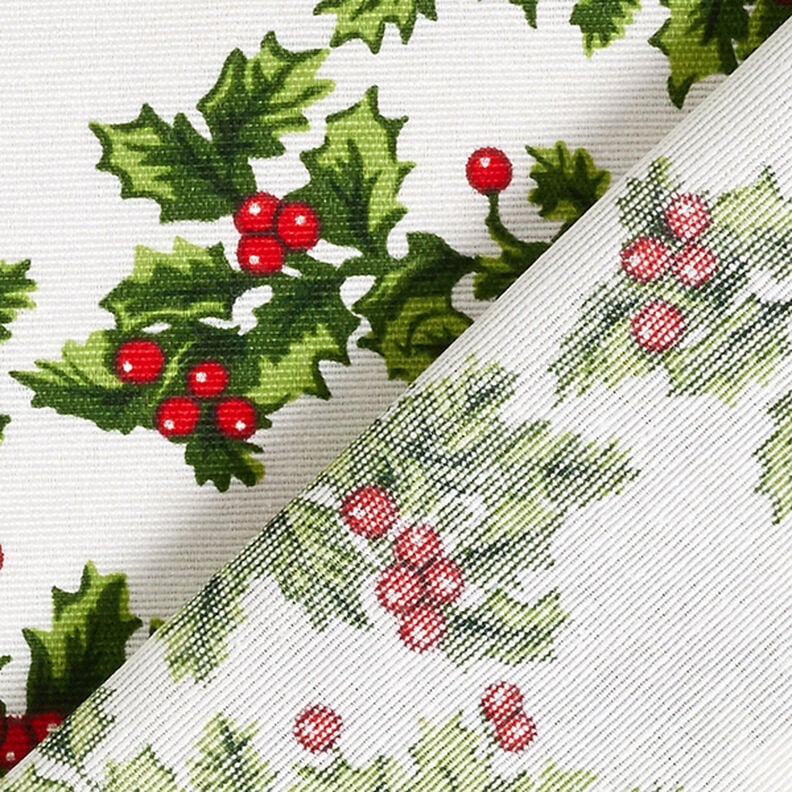 Canvas Decor Fabric Mistletoe Twigs – green/red,  image number 4