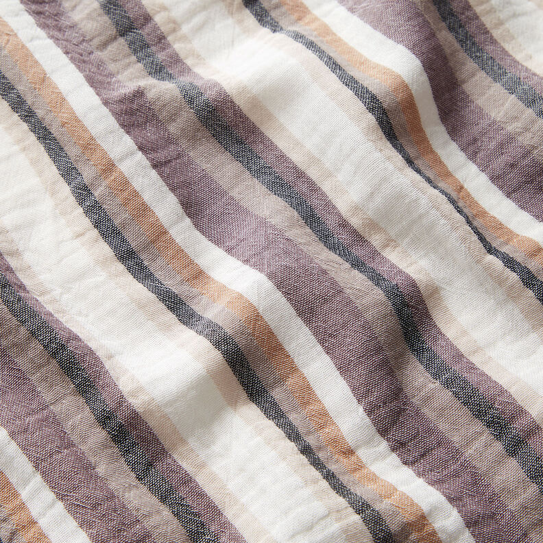 Double Gauze/Muslin yarn-dyed stripes – chestnut/fawn,  image number 2