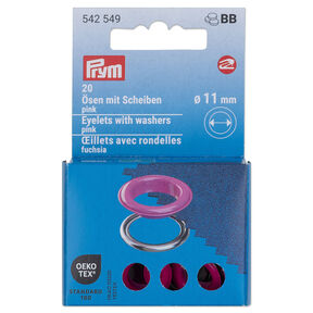 Eyelets with washers [20 pieces | Ø 11 mm] | Prym – pink/metallic silver, 