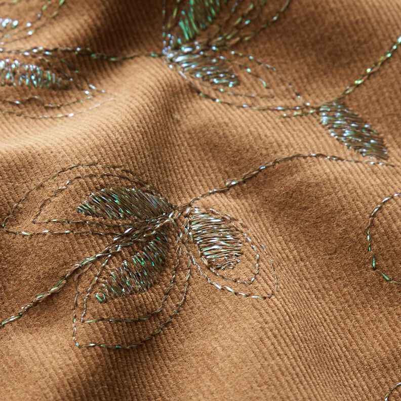 Fine cord glitter embroidery flowers – light brown,  image number 3