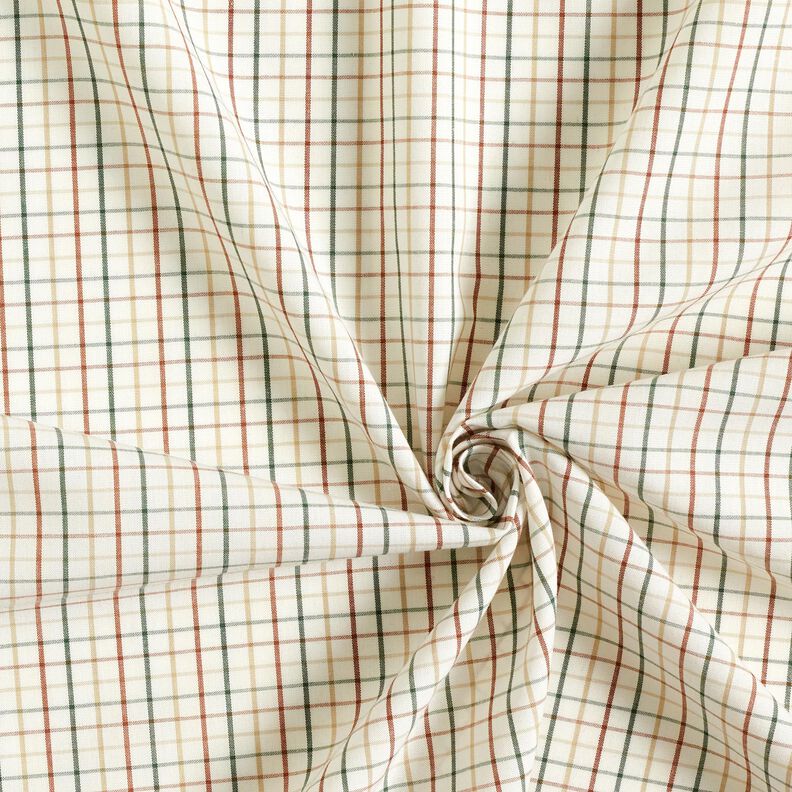 Cotton fabric grid check – offwhite/fir green,  image number 3