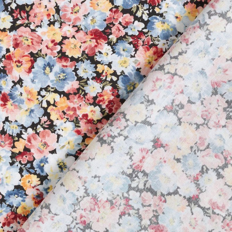 viscose fabric flower meadow – light wash denim blue/black,  image number 4