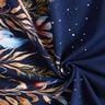 French Terry Border fabric dried flowers and feathers | Glitzerpüppi – midnight blue/cinnamon,  thumbnail number 3