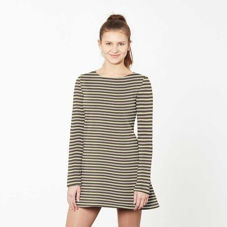 glitter stripes ribbed jersey – khaki,  image number 5