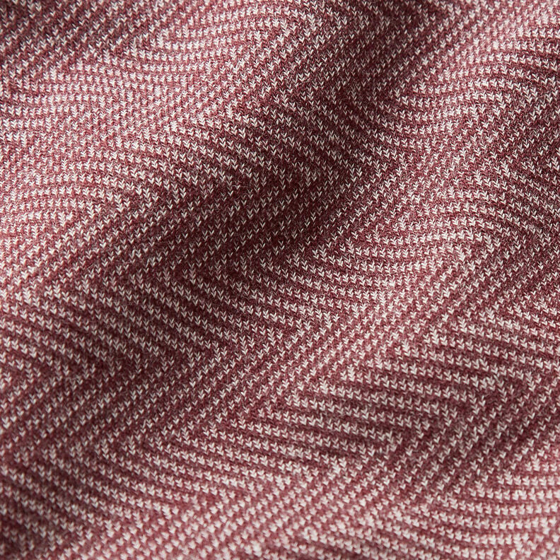 Winter sweatshirt fabric horizontal stripes – merlot/white,  image number 2