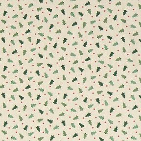 Decorative fabric half Panama small fir trees – natural, 