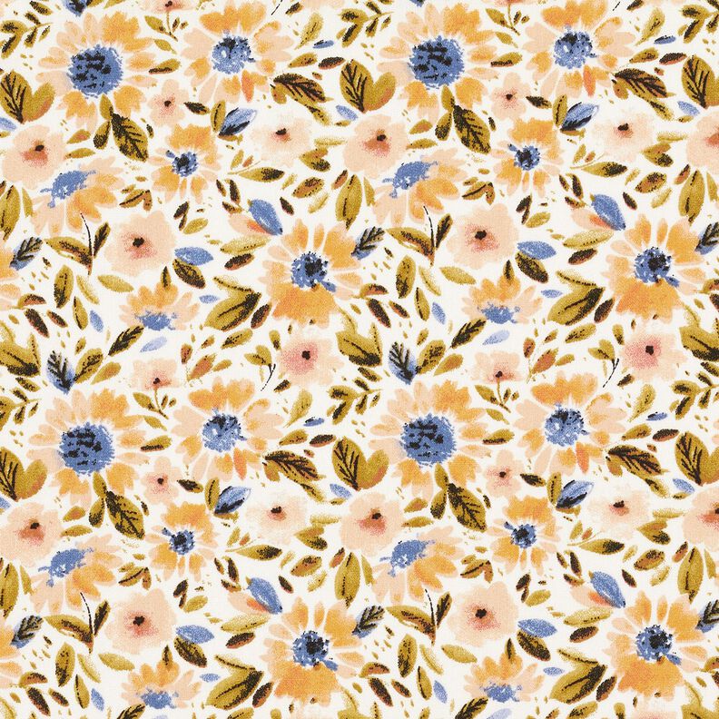 Sea of flowers cotton poplin – cashew/white,  image number 1