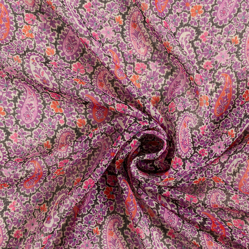 Paisley Crepe Chiffon – red lilac,  image number 3