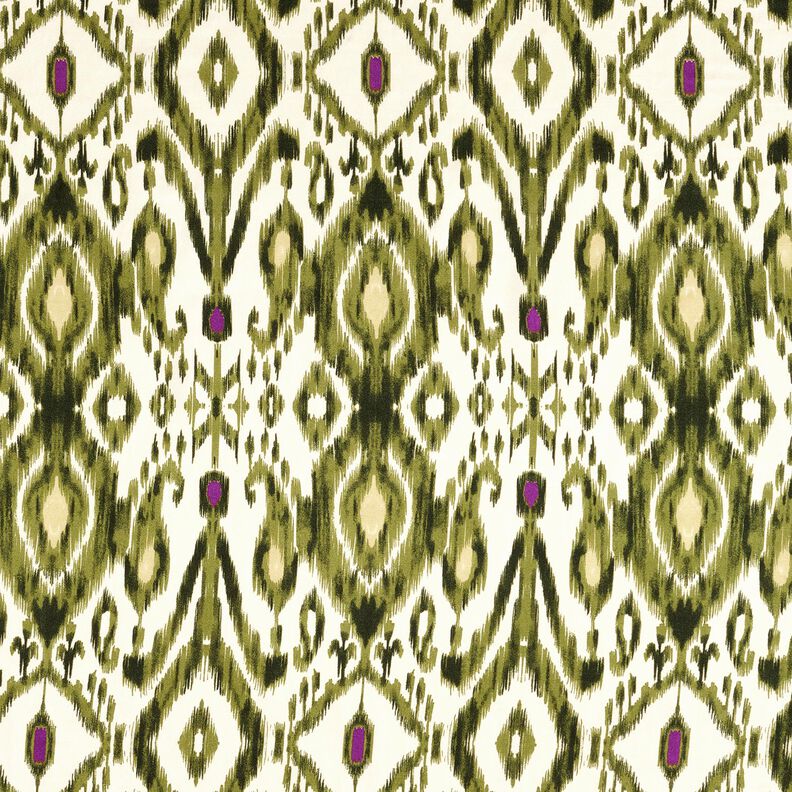 Ikat pattern viscose satin – white/pistachio,  image number 1