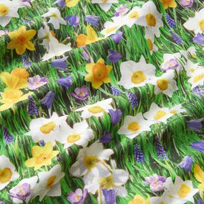 Decor Fabric Half Panama bluebells – sunglow/grass green, 