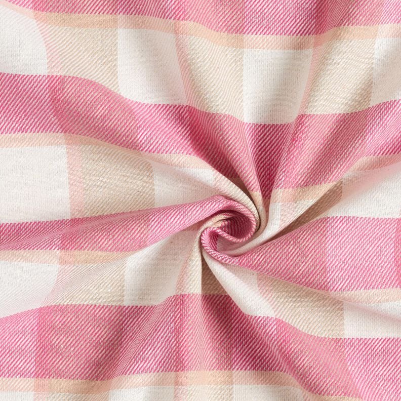 Cotton flannel large check – white/pink,  image number 4