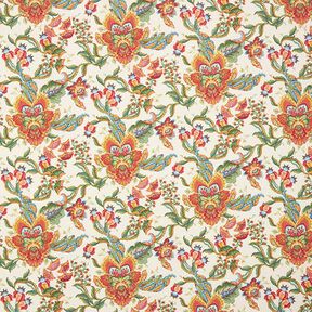 Decorative fabric Canvas Oriental ornamental flowers 280 cm – natural/green, 