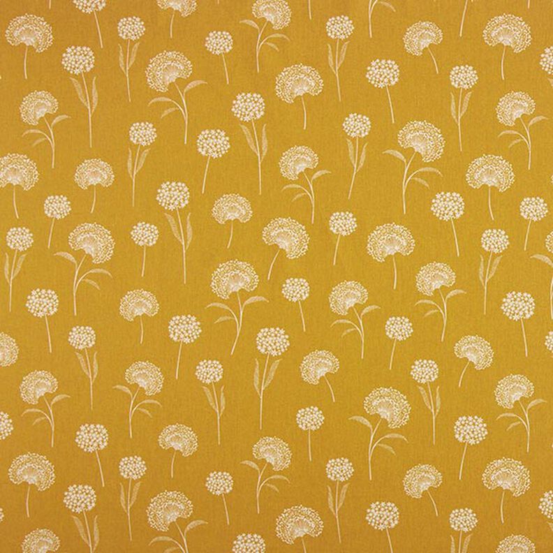 Decor Fabric Half Panama dandelions – natural/curry yellow,  image number 1