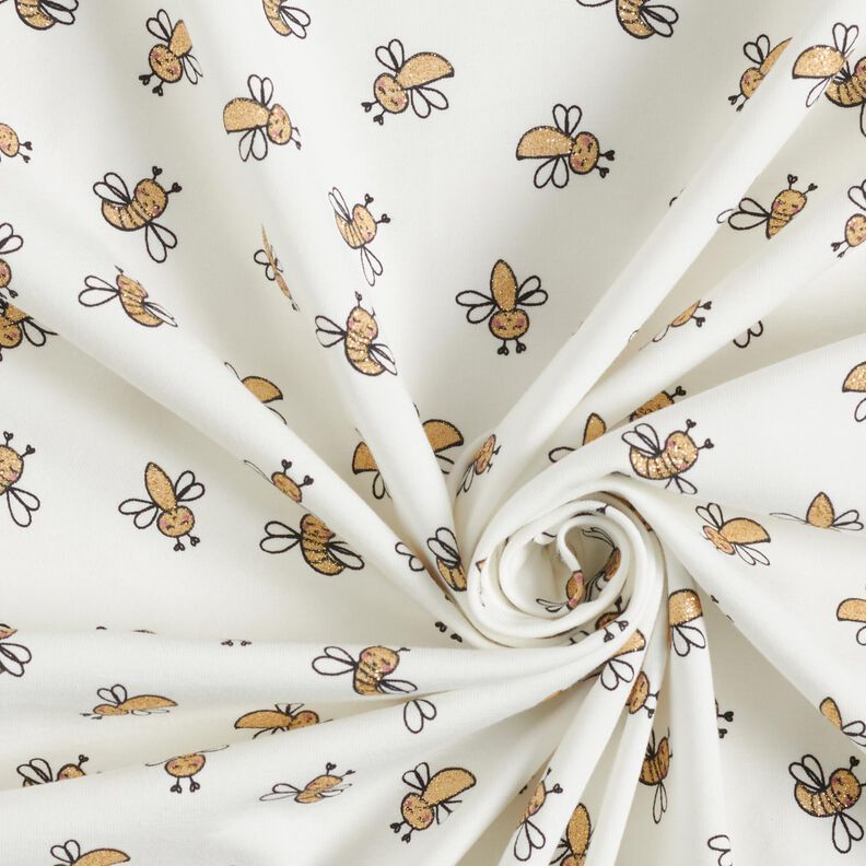 Cotton Jersey Glitter bees – ivory,  image number 3