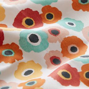 Coated Cotton Retro Flowers – white/carmine, 