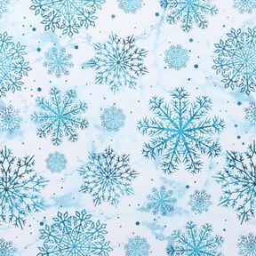 French terry Christmas snow crystals | Glitzerpüppi – sky blue/light petrol, 