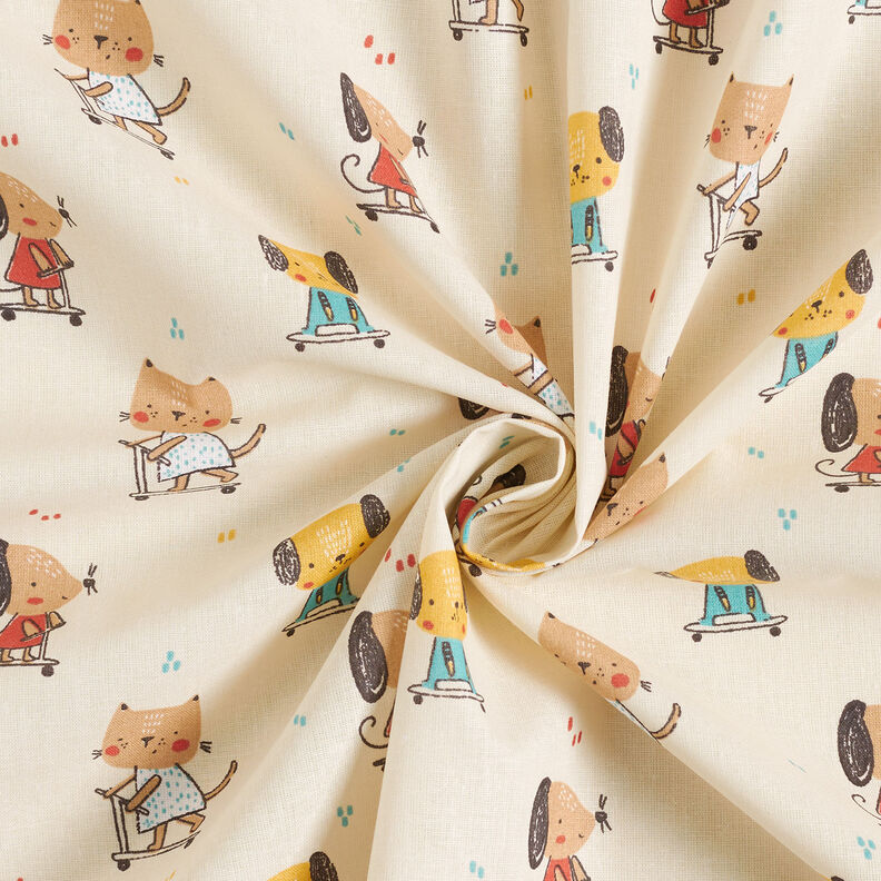 Cotton Poplin Cat and dog riding scooter – natural,  image number 3