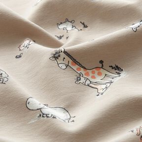 Cotton Jersey Baby Animals – light taupe, 