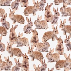 Decor Fabric Half Panama large rabbits – ivory/brown, 