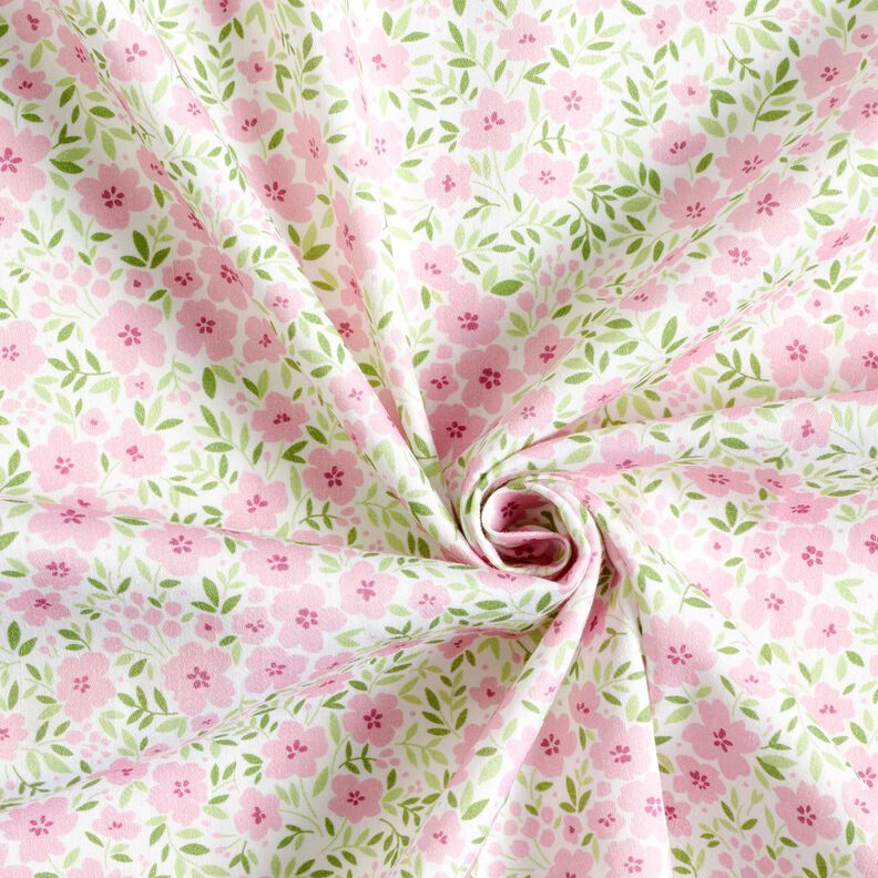 Decor Fabric Sateen sea of blooms – light pink/white,  image number 3