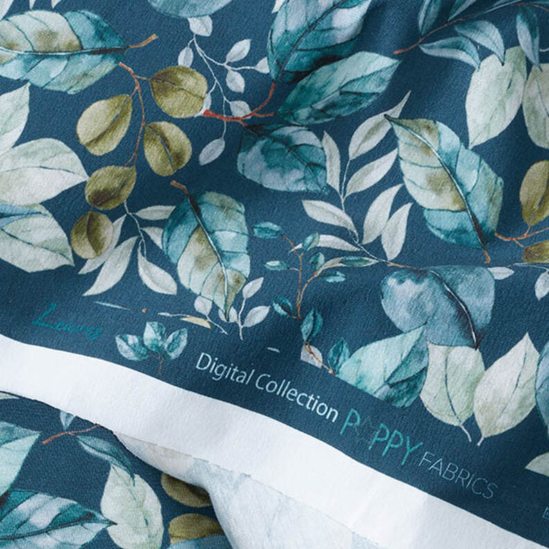 Cotton Jersey Eucalyptus Leaves Digital Print – petrol,  image number 5