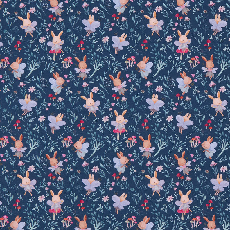 GOTS Cotton Jersey Bunny fairies Digital Print | by Poppy navy blue,  image number 1