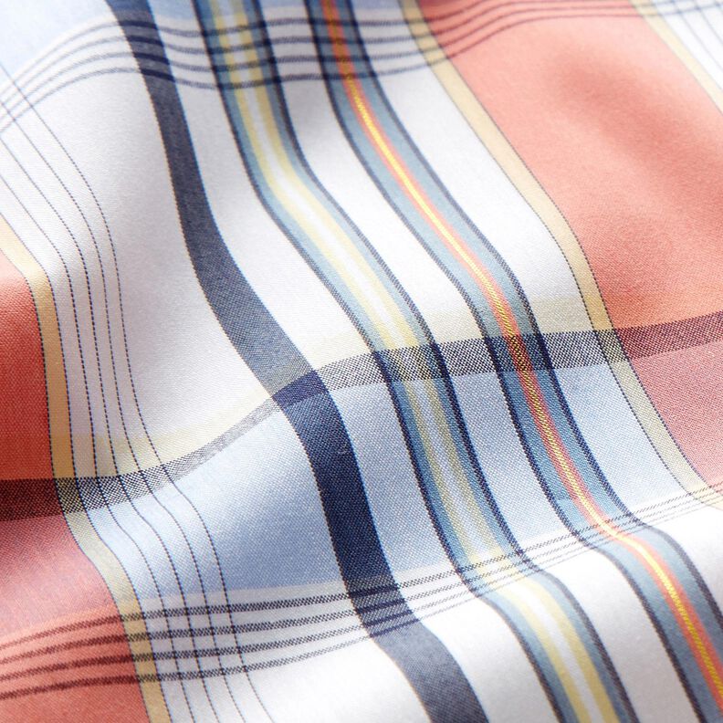 Cotton mix tartan shiny stripes – coral,  image number 3