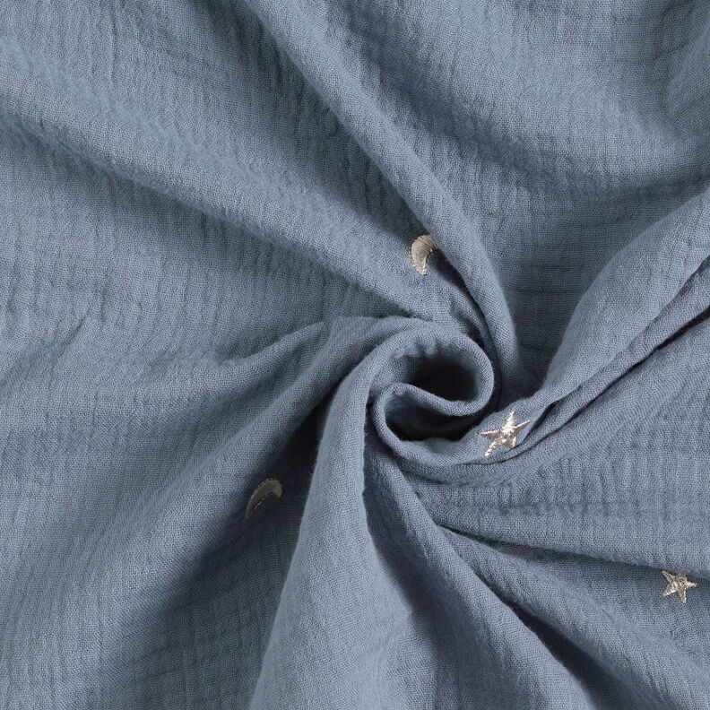 Double Gauze/Muslin Embroidered stars | by Poppy blue grey,  image number 5