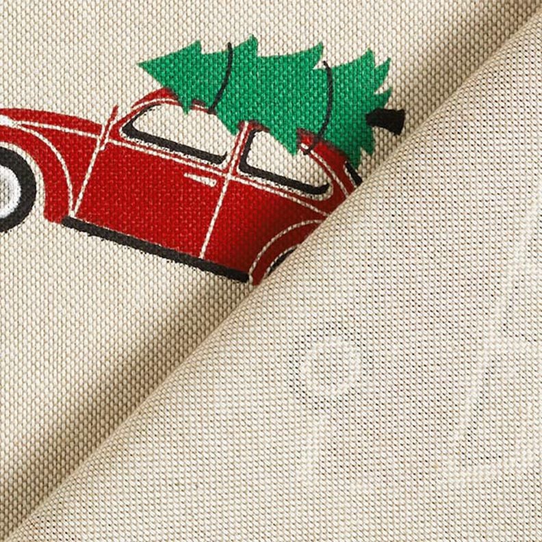 Decor Fabric Half Panama VW Christmas transport – natural/carmine,  image number 4