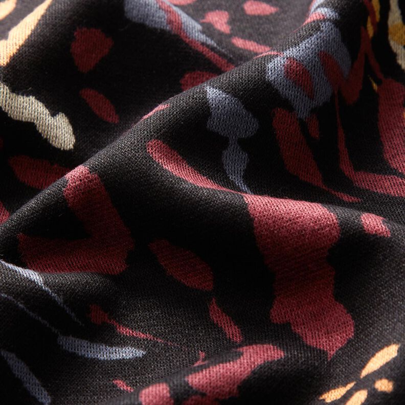 Viscose Jersey abstract splashes of colour – black/burgundy,  image number 2