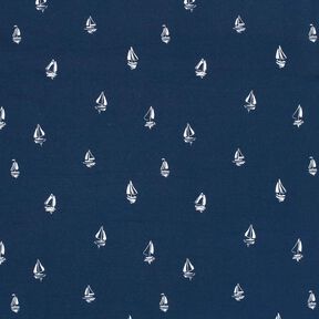 Cotton Jersey sketched sailing boats – navy blue, 