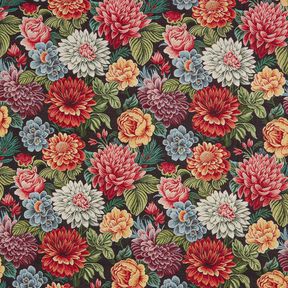 Decor Fabric Tapestry Fabric large flowers – black/red, 