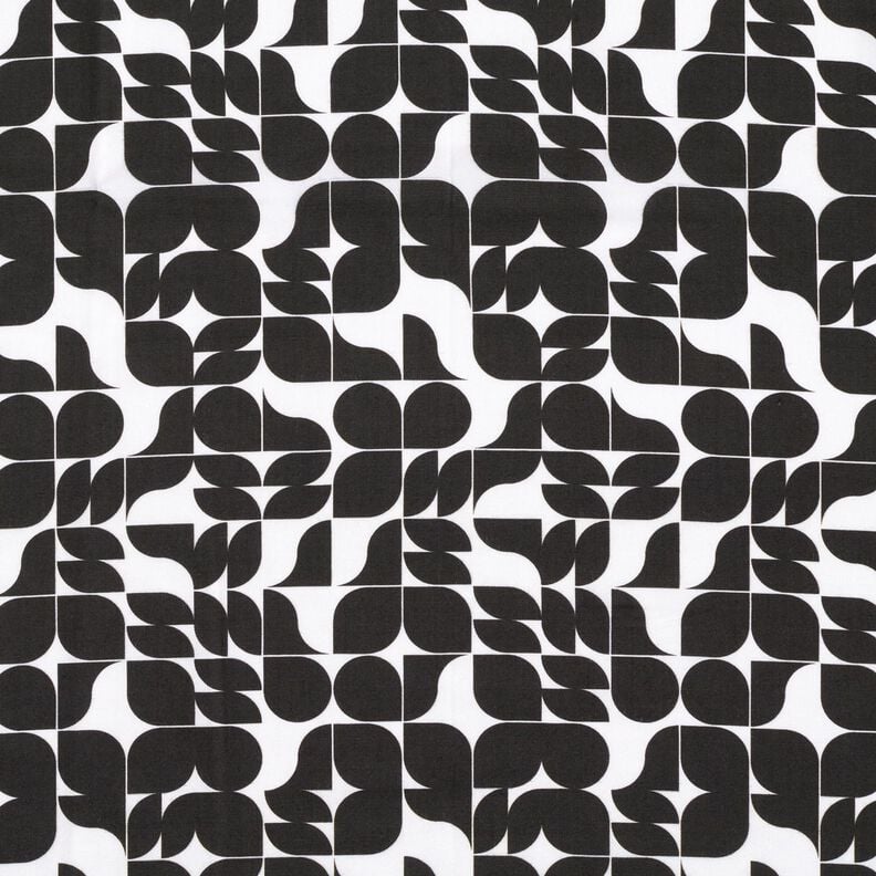 viscose fabric retro graphics – black/white,  image number 1