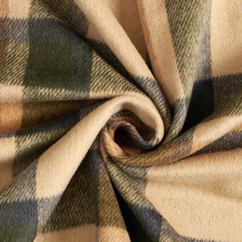 Coat fabric roughened tartan – sand/light khaki,  image number 3