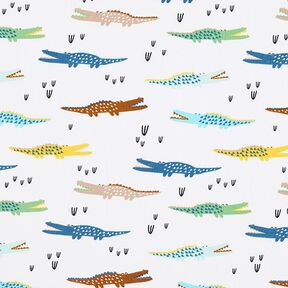 Brushed Sweatshirt Fabric Crocodiles – white, 