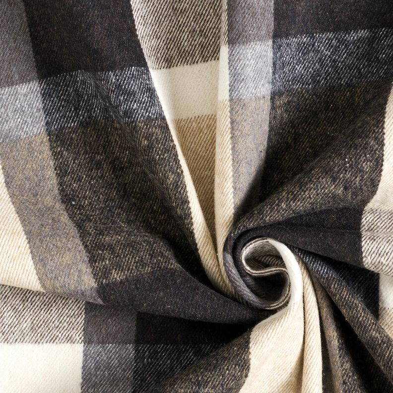 Coat Fabric Cotton Blend large tartan checks – light beige/antique silver,  image number 3