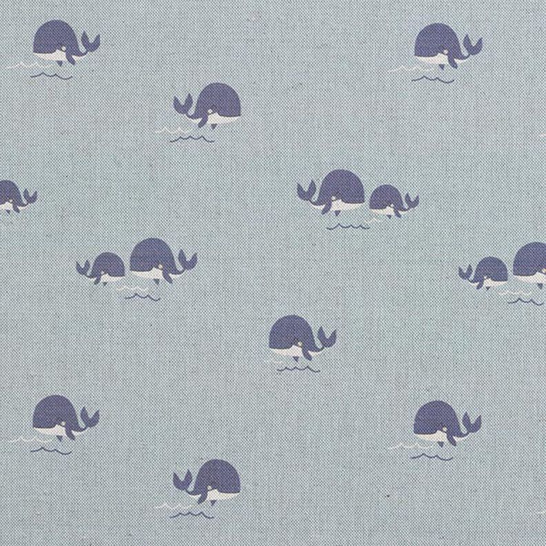 Decor Fabric Half Panama jolly whales – blue,  image number 1