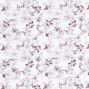 Decor Fabric Cotton Poplin Butterflies & Orchids – pastel violet, 