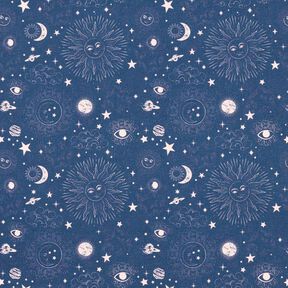 Decor Fabric Half Panama Celestial Bodies – navy blue, 