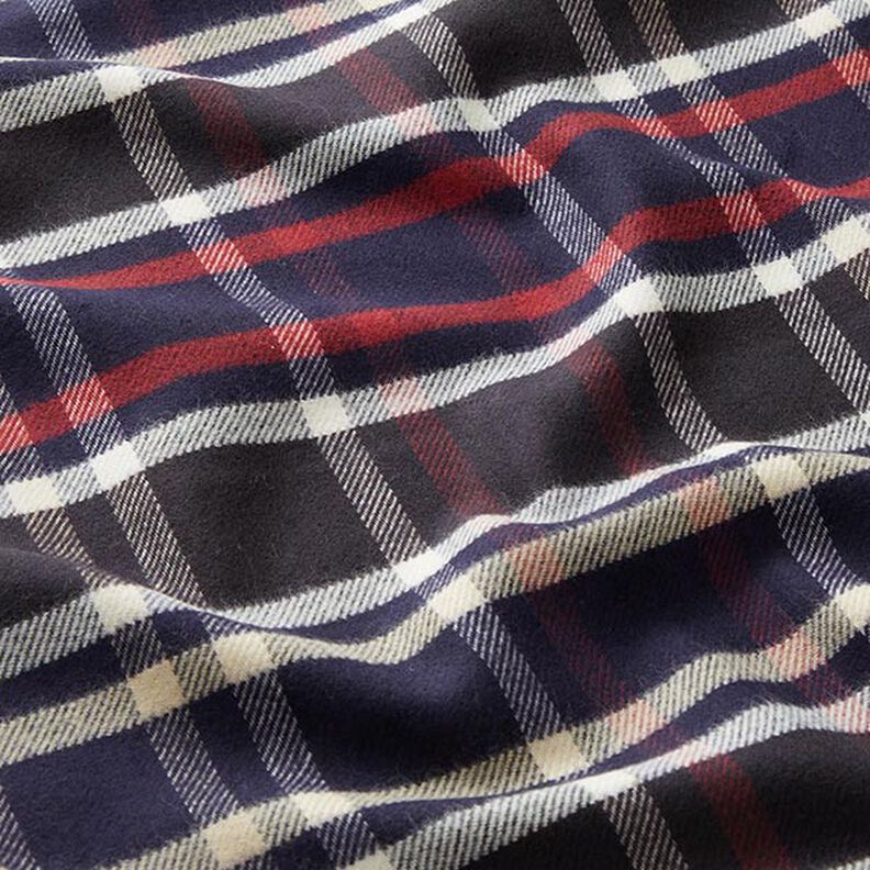 Lightweight Checked Cotton Coating Fabric – navy blue,  image number 2