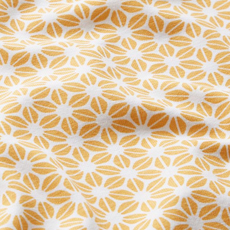 Cotton Jersey Abstract Floral Print – offwhite/curry yellow,  image number 2