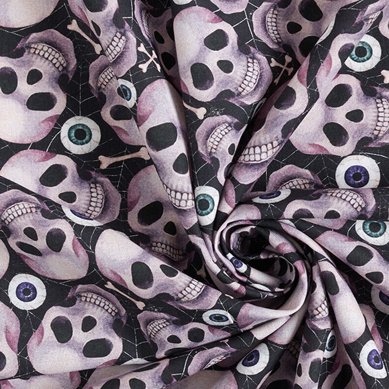 Cotton Poplin Skull – black/mauve grey,  image number 3