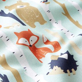 Decor Fabric Half Panama Woodland Animals – mint, 