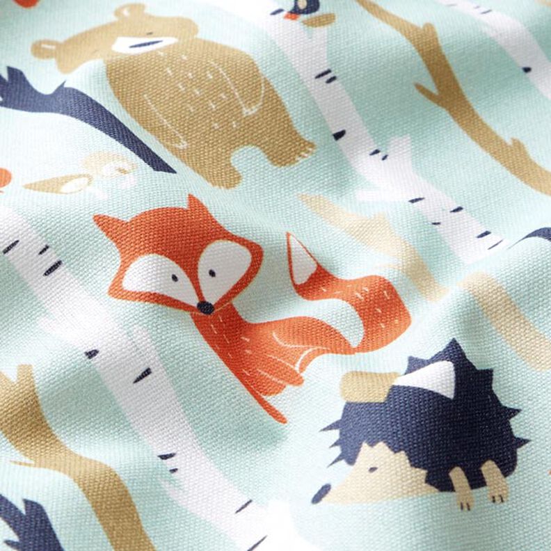 Decor Fabric Half Panama Woodland Animals – mint,  image number 2