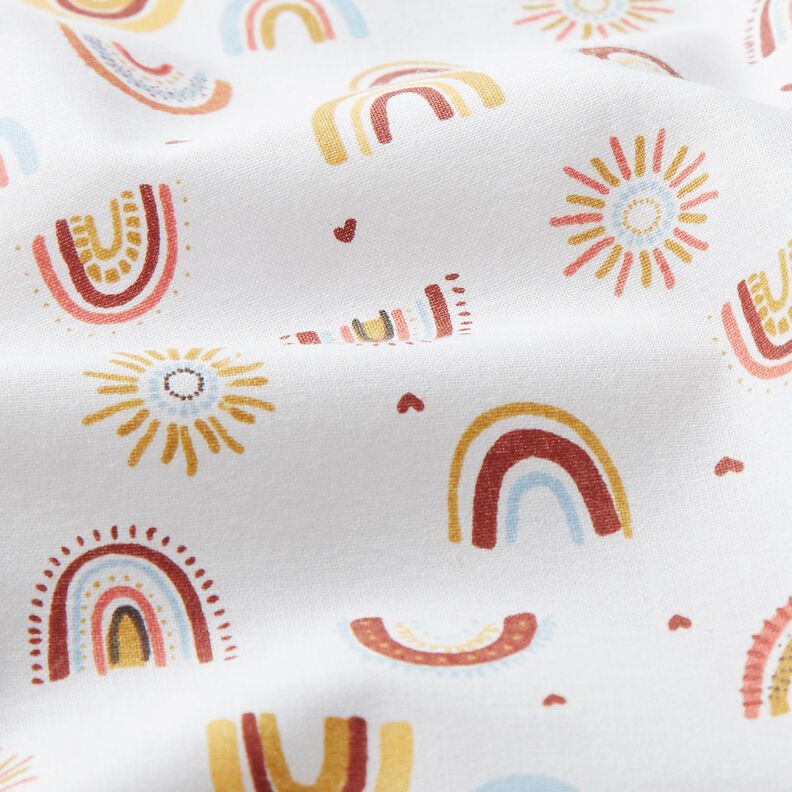 Cotton Cretonne little rainbows – white/mustard,  image number 2