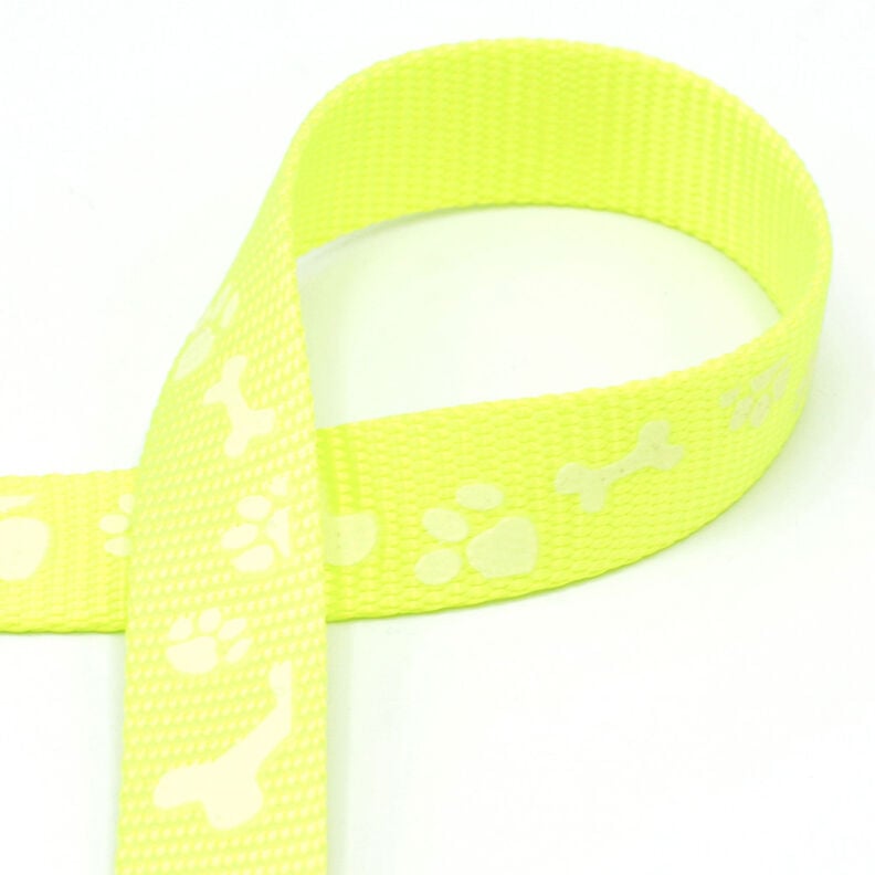 Reflective woven tape Dog leash [20 mm] – neon yellow,  image number 1