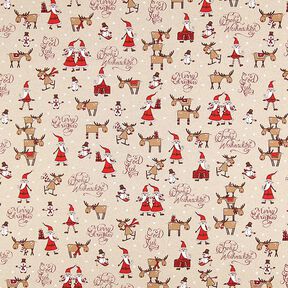 Half Panama Decor Fabric Christmas Excitement – natural, 