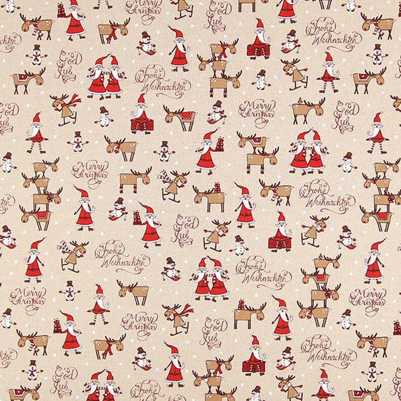 Half Panama Decor Fabric Christmas Excitement – natural,  image number 1