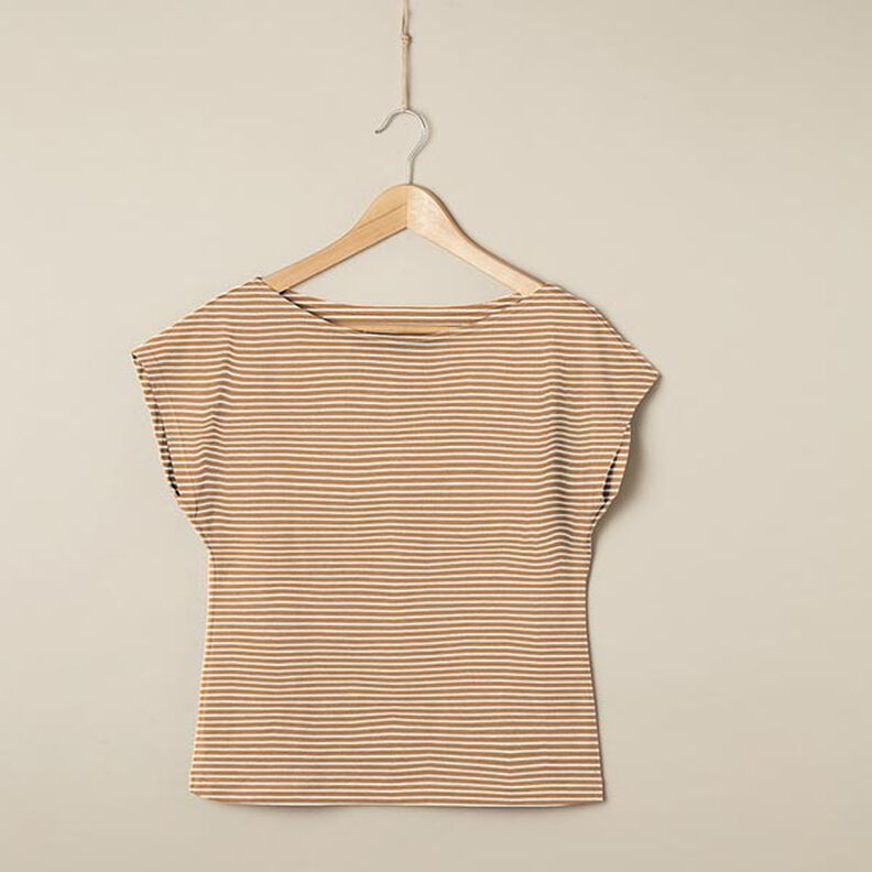 Narrow Stripes Cotton Jersey – cream/cinnamon,  image number 7